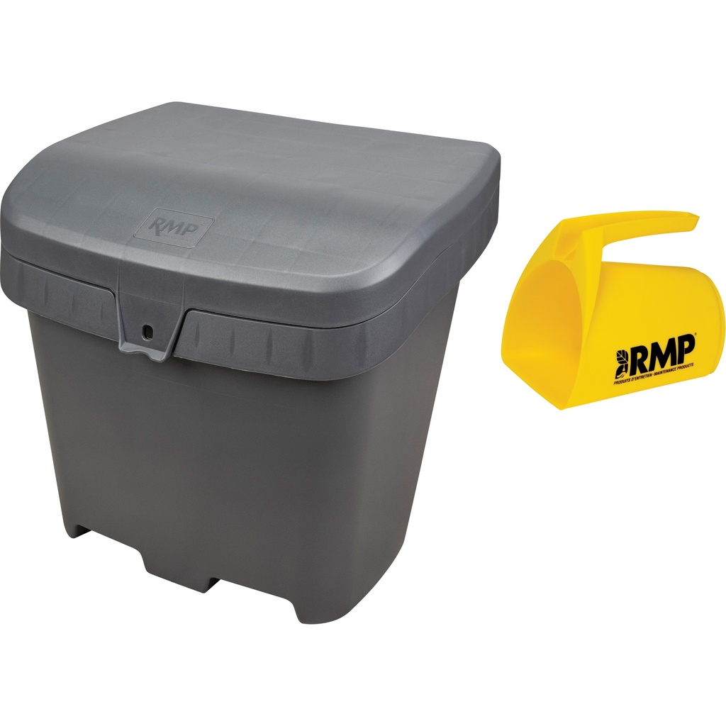 [RMP-NAA427] Bacs d'entreposage pour sel & sable avec pelle, 4,24 pi³, Gris, 27" x 21" x 26"