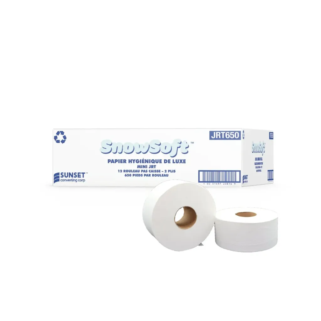 [SNS-JRT650] Papier hygiénique 2 plis mini jumbo 650' mandrin 2-1/2" 12 roul. /Cs