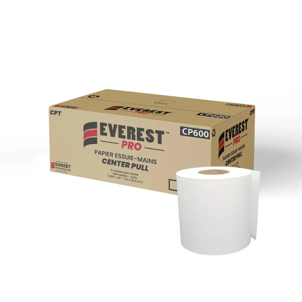Papier à mains blanc en rouleau cnter-pull 600 feuilles 6 rouleaux /Cs
