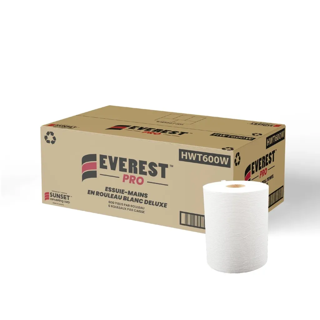 Papier à mains blanc en rouleau de 600' 6/Cs