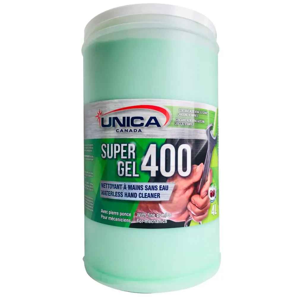 [UNI-S404] Super Gel 400 Savon à mains sans eau avec pierre ponce jarre 4L
