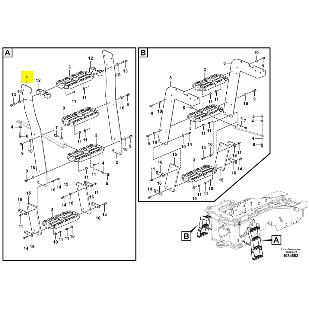 Montant droit d'escalier principal