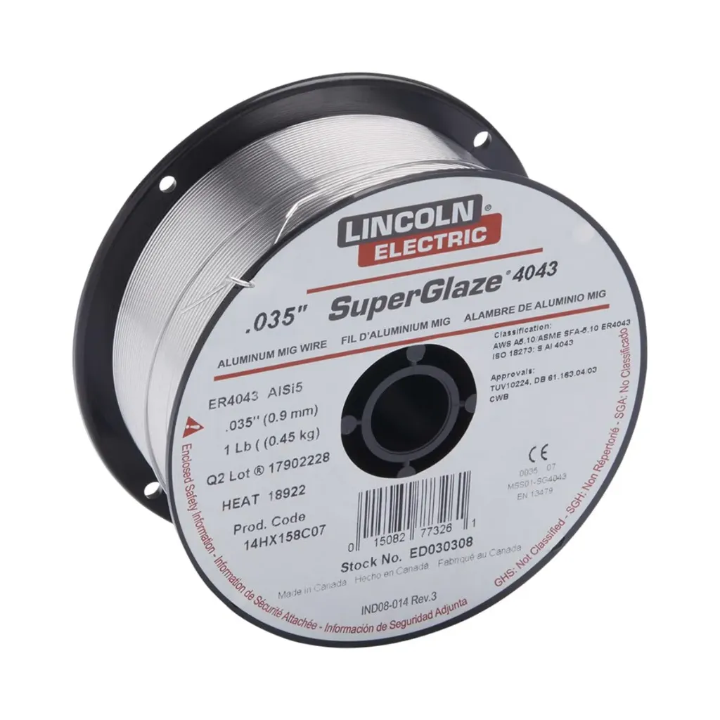 SuperGlaze 4043 Fil à souder d'aluminium MIG .035. (0.9mm) bobine de 1 Lb (0.45 kg)