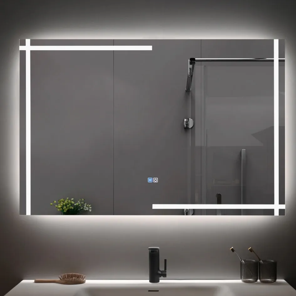 [KOD-LM220C-4732] Gifty Miroir DEL rectangulaire sans bordure 47" x 32" CCT ajustable et fonction antibuée