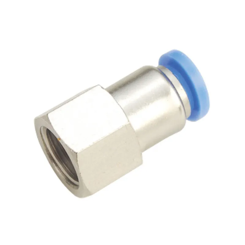 Raccord droit à connexion instantanée en laiton plaqué nickel 5/16" à 1/4" FNPT