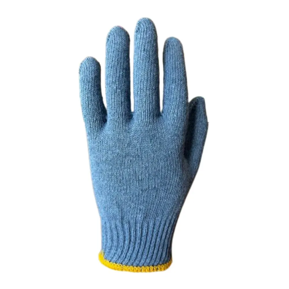 [AKK-S400CP-S] Gants en tricot de poly / coton gris/bleu jauge 10 poignet élastique  (07 / Small)