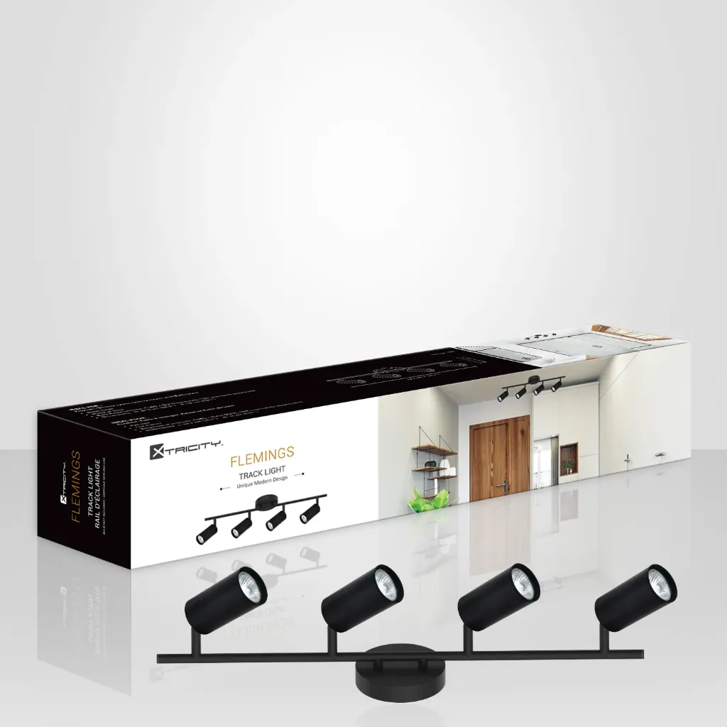 Flemings Plafonnier sur rail à 4 têtes orientables noir