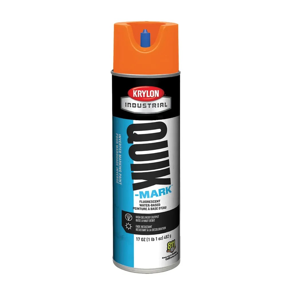 Quik-Mark Peinture de marquage industrielle en aérosol inversée à base d'eau orange fluorescent 17oz