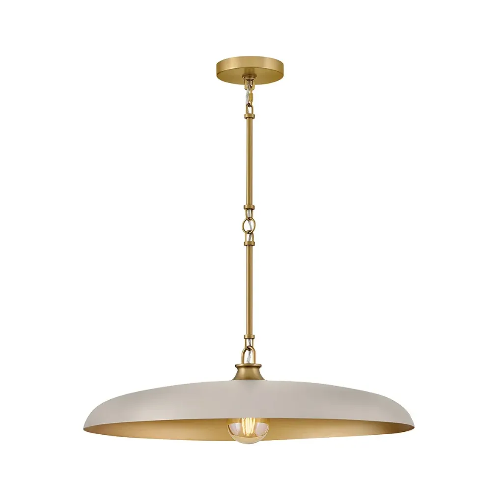 Sadie Large Dome Chandelier 24" in Polished Brass & Light Taupe