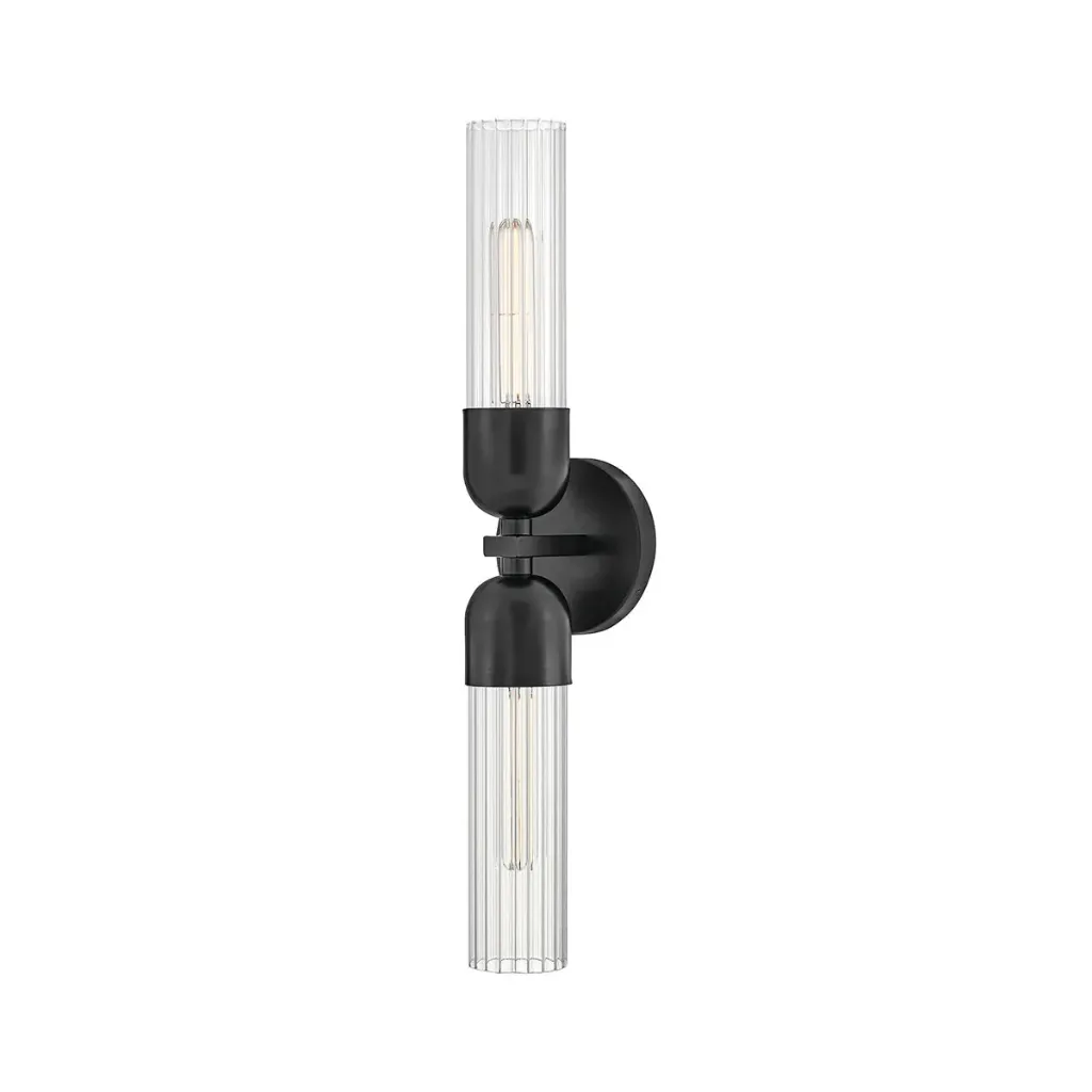 Soren two-light wall sconce, wide, black