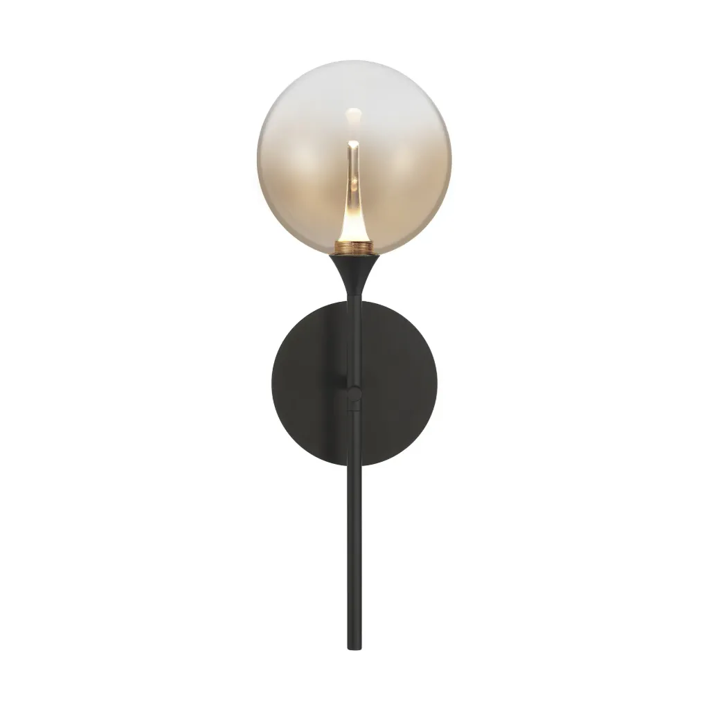 [EUR-48912-037] lissa Applique murale DEL 19" noir mat et verre ambré