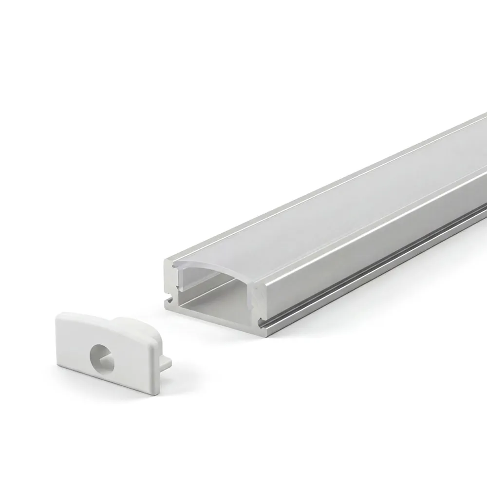 Extrusion en aluminium 17.4 mm #509 argent 10' avec 2 embouts, 3 supports et lentille