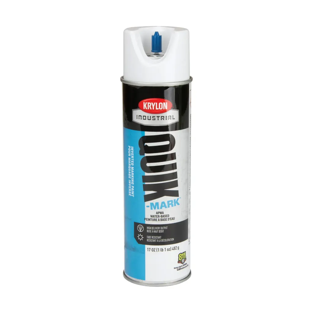 Quik-Mark Peinture de marquage industrielle en aérosol inversée à base d'eau blanc brillant 17oz 