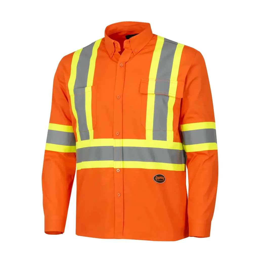 Chemise de sécurité haute visibilité #4441 à manches longues – coton sergé Ultra Cool – orange haute visibilité