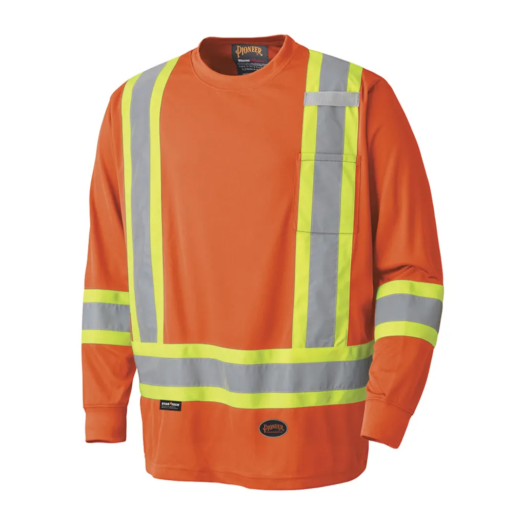 Chandail de sécurité haute visibilité à manches longues #6995 – polyester œil de perdrix – orange