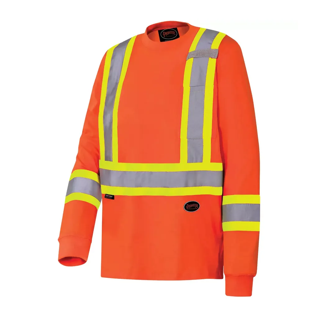 Chandail de sécurité haute visibilité à manches longues #6981 – 100 % coton – orange