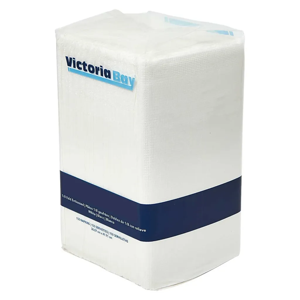 [VIB-103182] Serviettes à dîner blanches 15" x 17" 1 épaisseur pli 1/8   10x300/Cs