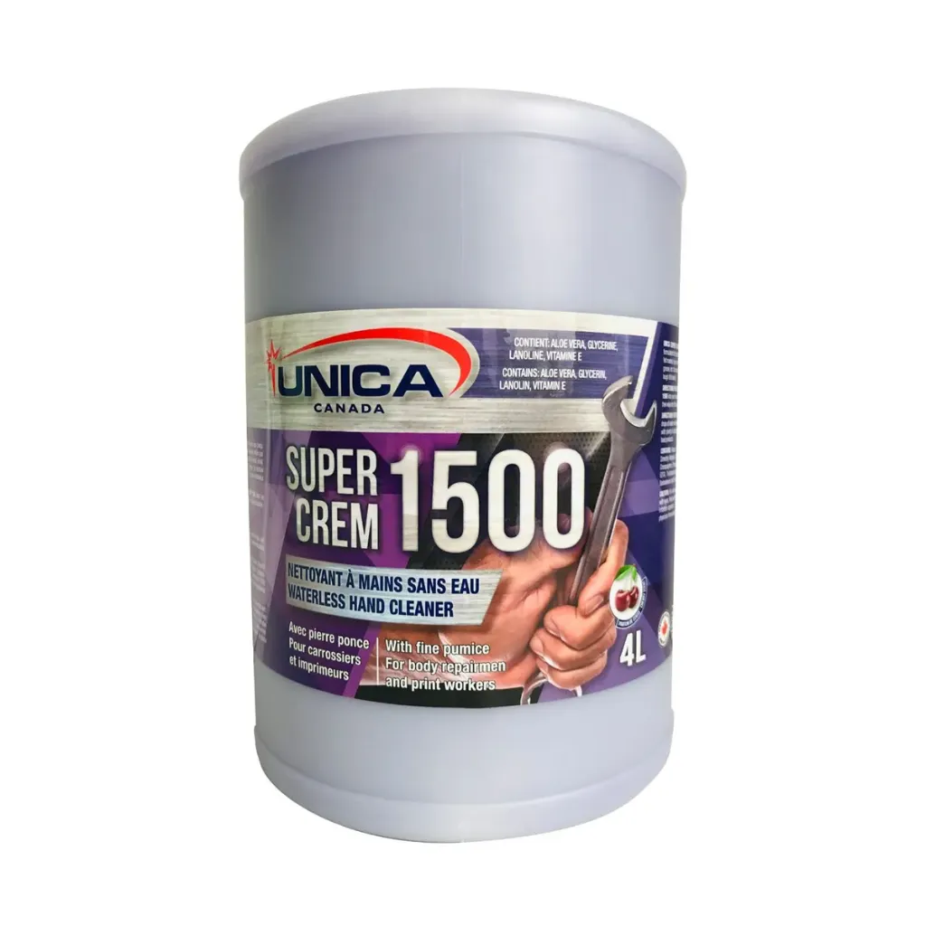 [UNI-S1504J] Super Crem 1500 Nettoyant à mains sans eau avec pierre ponce 4L Jug