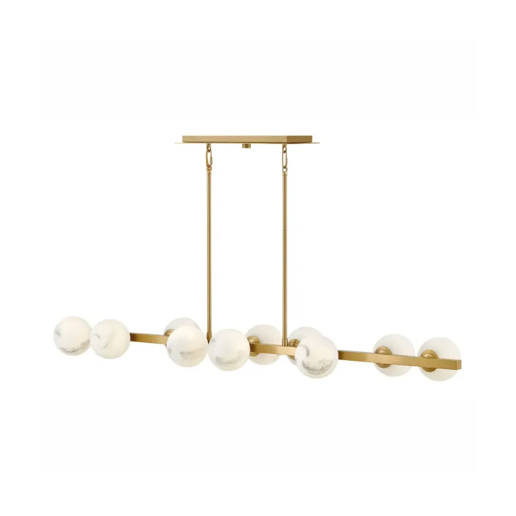 Selene Chandelier 55" 10 lampes laiton laqué et verre