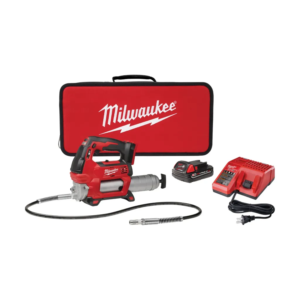 [MWK-2646-21CT] M18 Ensemble de pistolet graisseur 2 vitesses sans fil 18V avec batterie compacte REDLITHIUM™ CP1.5, chargeur et malette de transport
