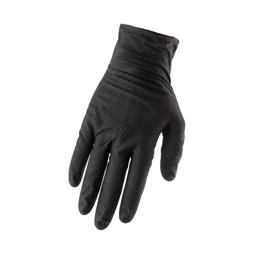 [HOR-792458DS] Gants jetables en nitrile 8 mil. noir texturé non-poudrés 50/Bte (07 / Small)