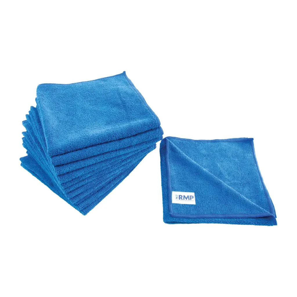 [RMP-JQ715] Chiffons en microfibre bleu 16" x 16" 12/Pqt