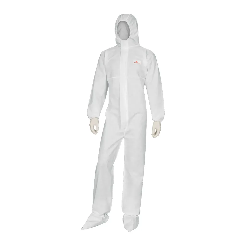 DT223 Combinaison SMMS 60 GSM Type 5/6 avec capuchon et élastiques au poignets et chevilles blanche (Medium)