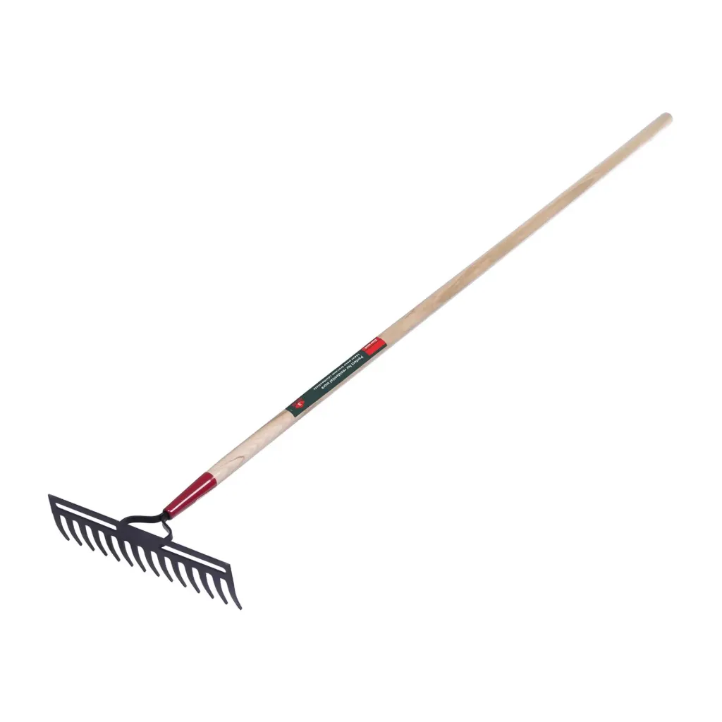 Râteau à niveler double dos 14 dents manche en bois 60"
