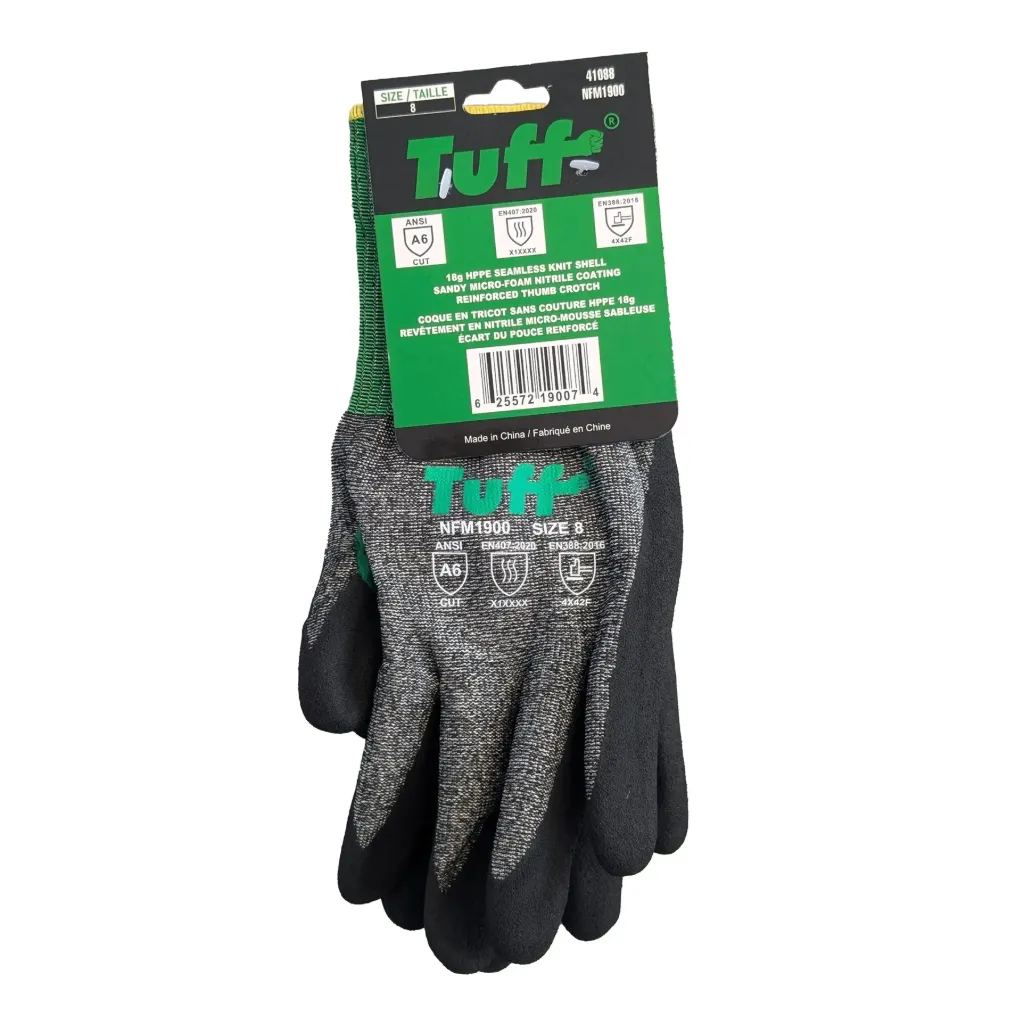 Gants résistants aux coupures HPPE ANSI A6 paume enduite de nitrile micro-mousse compatibles avec écrans tactiles /Pr