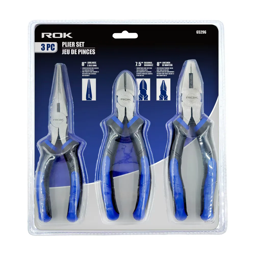 Ensemble de 3 pinces (bec long / diagonale / monteur)