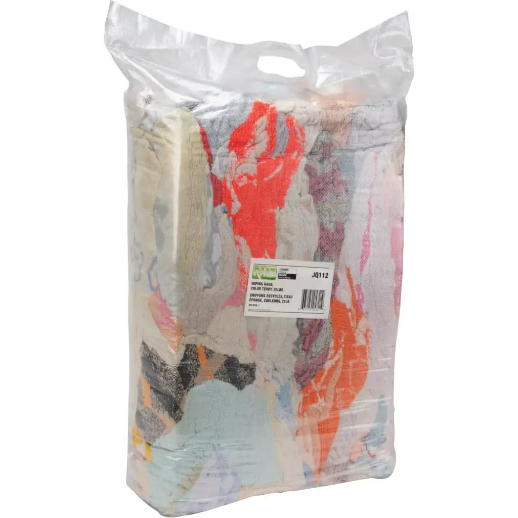 Colored, recycled terry cloth rags 25 lbs