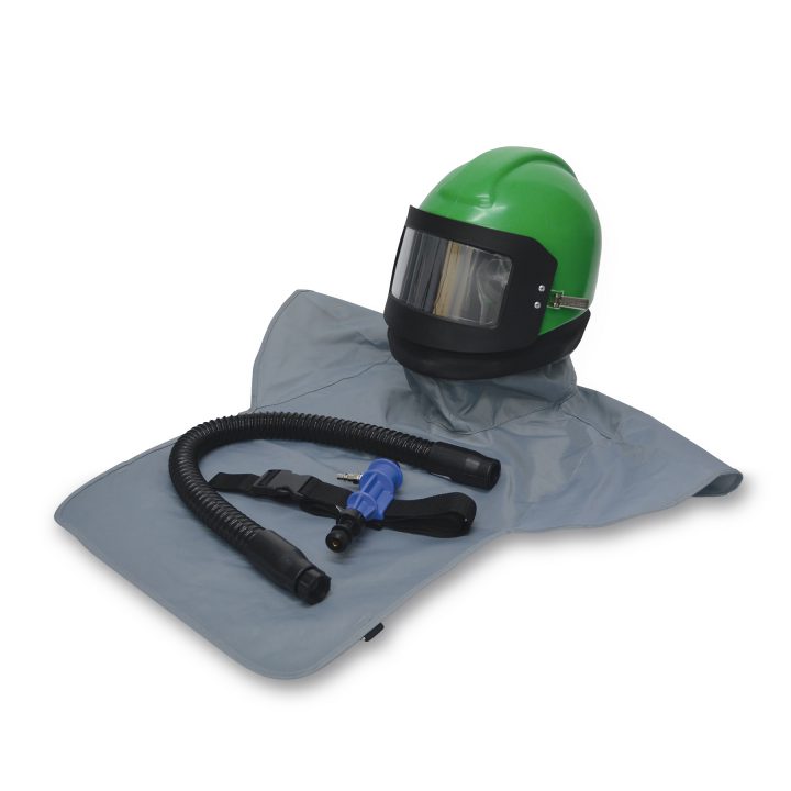 Nova 2000 helmet with nylon cape, breathing tube and constant flow valve, low pressure