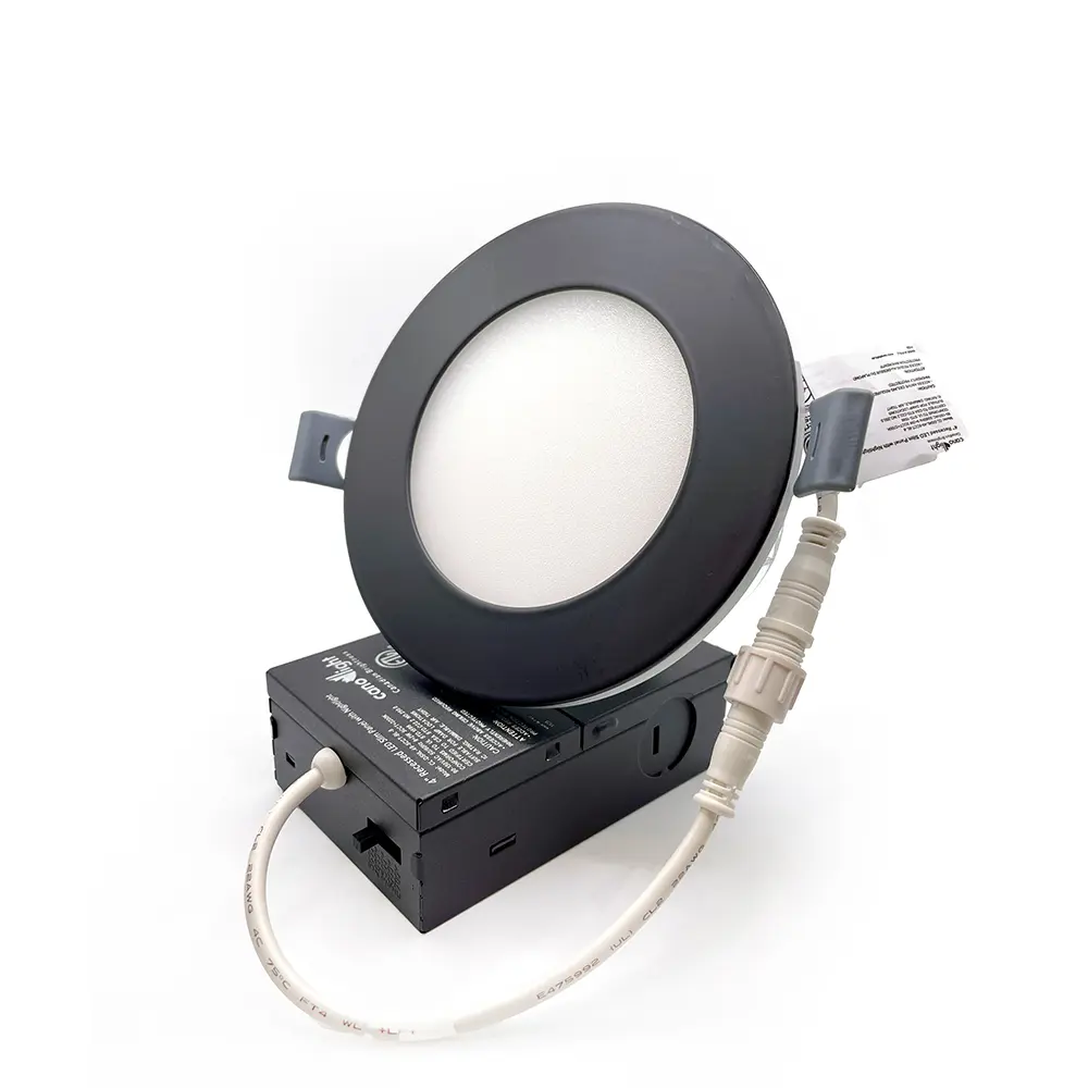 [CAN-CL-DSNL-49-5CCT-BL] Plafonnier encastré DEL ultra-mince de 4" 9W 800lm 5 CCT sélectionnable avec veilleuse 2W 2200K finition noire