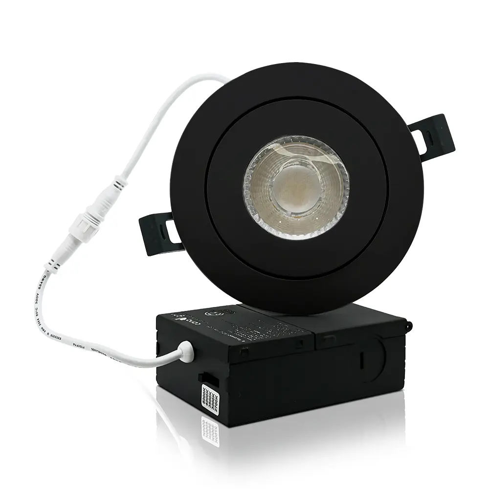 [CAN-CL-DM-3.5-8-5CCT-BL] Ultra-slim recessed LED gimbal ceiling light 3-1/2" 8W 830lm 5 adjustable CCT black finish