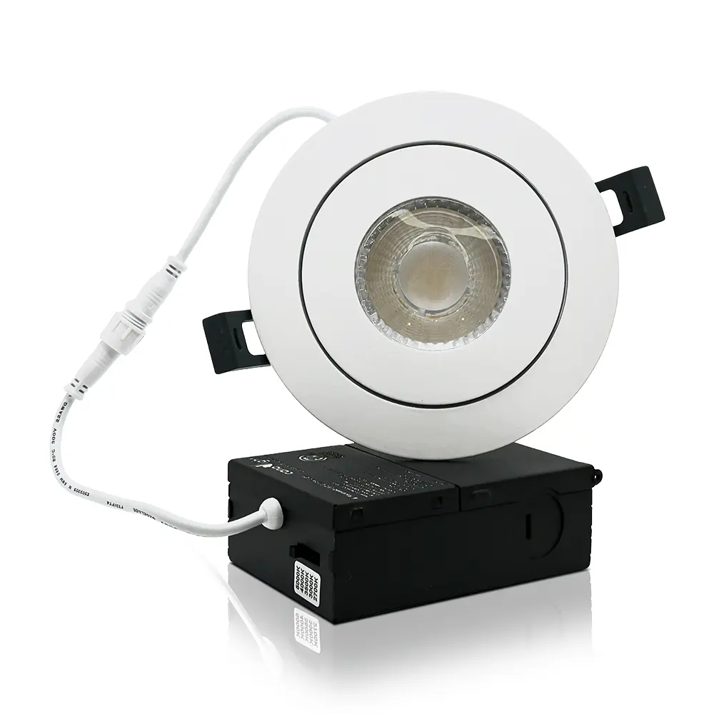[CAN-CL-DM-49-5CCT-WH] Ultra-slim recessed LED gimbal ceiling light 4" 9W 950lm 5 adjustable CCT white finish