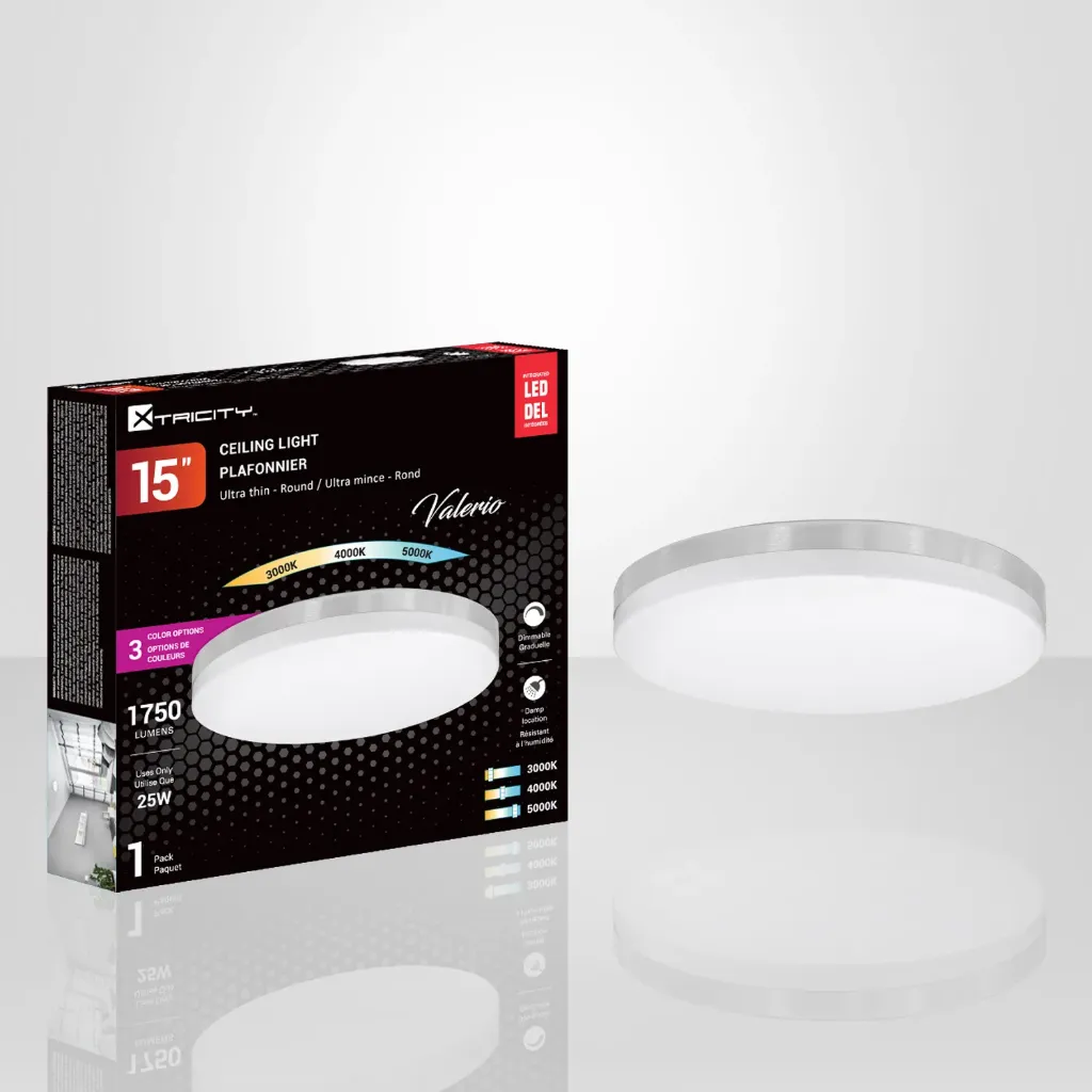 [XTR-1-69958] Valerio Plafonnier en surface rond 15" DEL 25W 1750lm 3 CCT sélectionnable