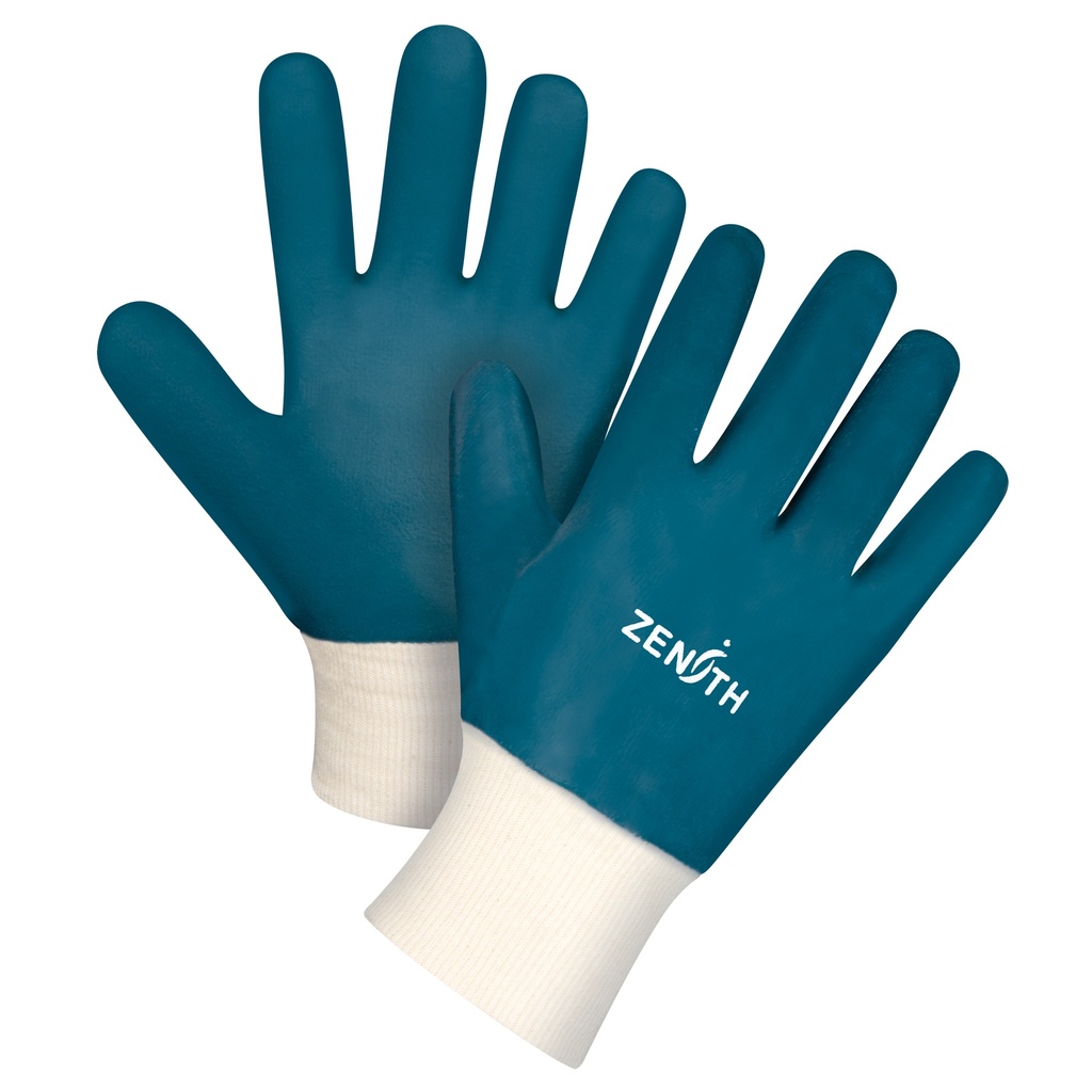 [ZEN-SAN441] Gants à poignet en tricot de poids lourd taille Moyen/8 Coton paume enduite de Nitrile doublure Coton