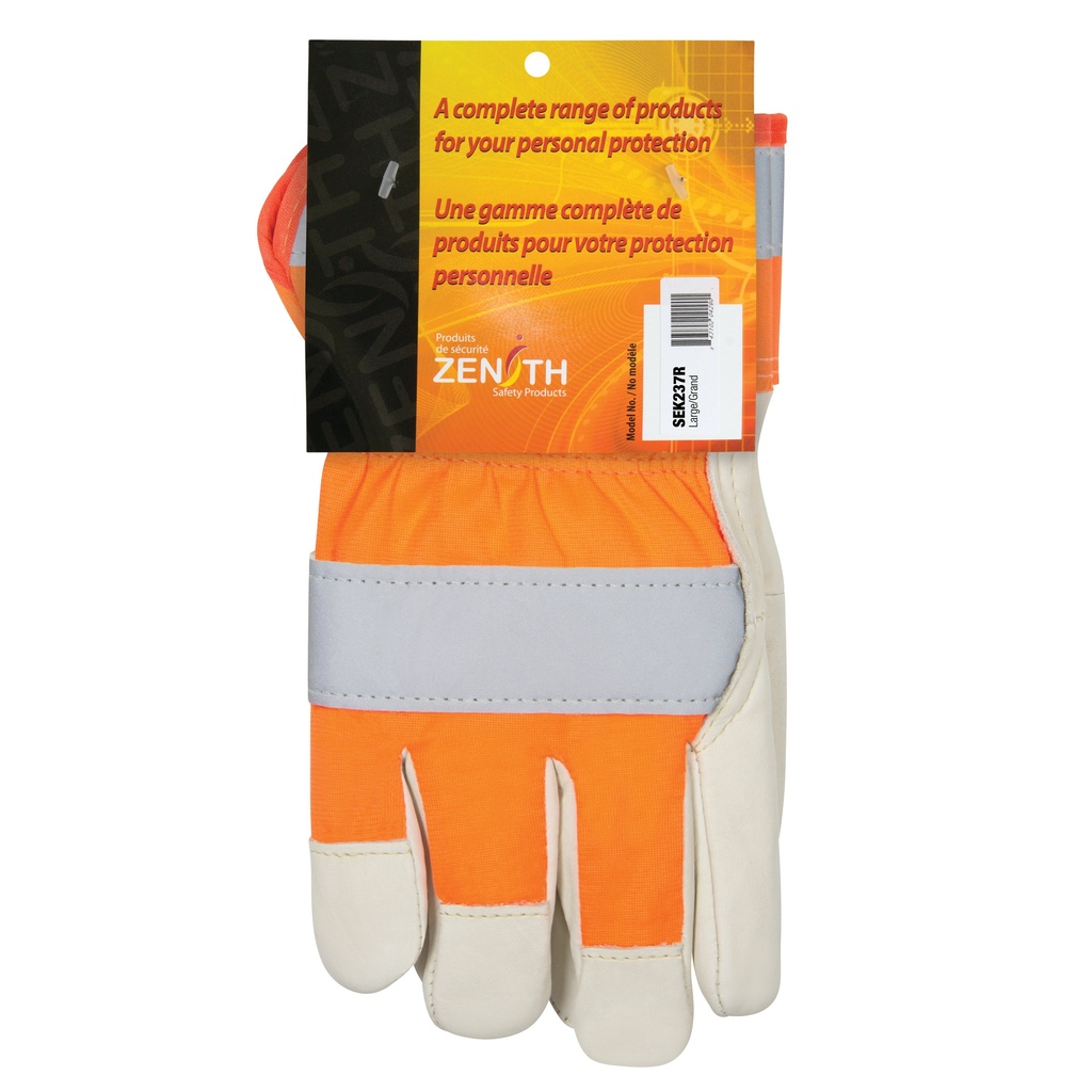 [ZEN-SEK237R] Gants d'ajusteur à chaleur supérieure orange haute visibilité taille Grand poignet Sécurité doublure Thinsulate(MC)