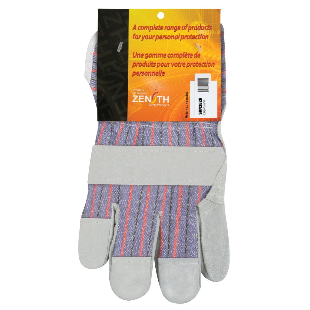 [ZEN-SAN382R] Gants d'ajusteur à paume renforcée d'usage standard taille Grand poignet Sécurité doublure Coton