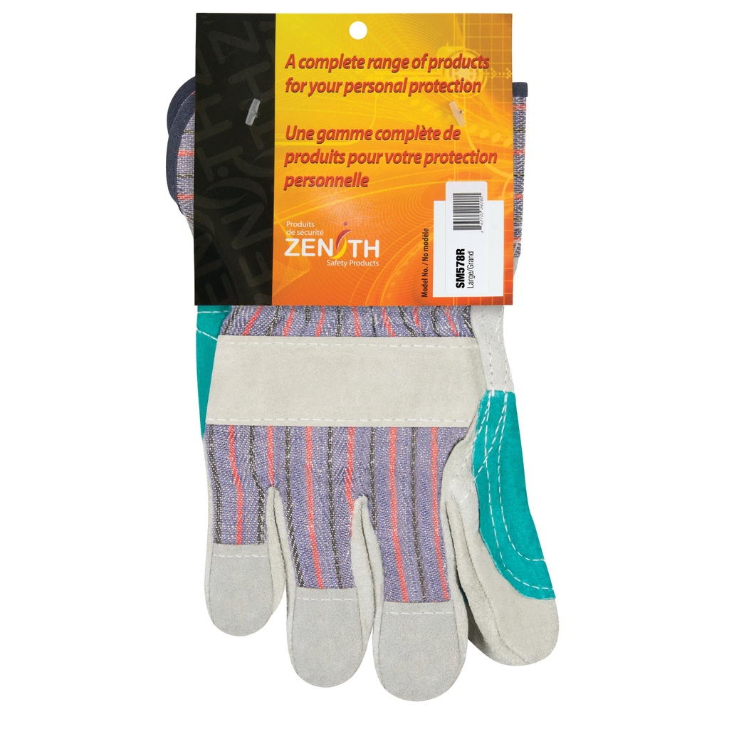 [ZEN-SM578R] Gants d'ajusteur avec paume double taille Grand poignet Sécurité doublure Coton