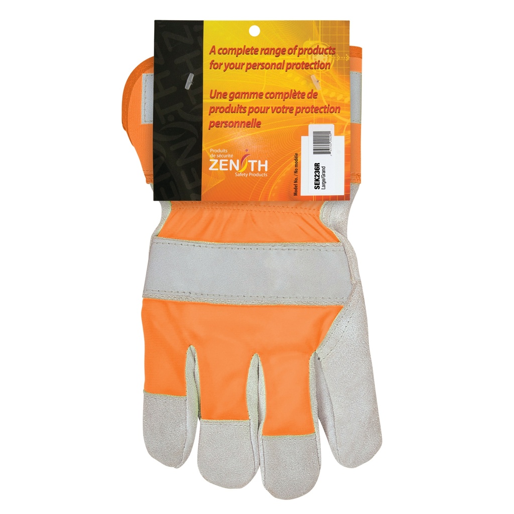 [ZEN-SEK236R] Gants d'ajusteur haute visibilité de première qualité taille Grand poignet Sécurité doublure Coton