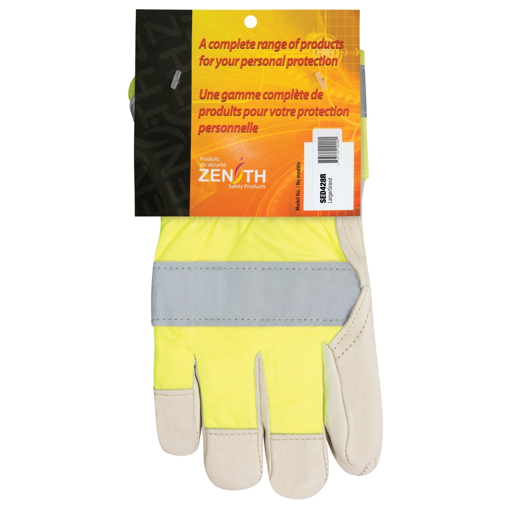 [ZEN-SED428R] Gants d'ajusteur orange haute visibilité à chaleur supérieure taille Grand poignet Sécurité doublure Thinsulate(MC)