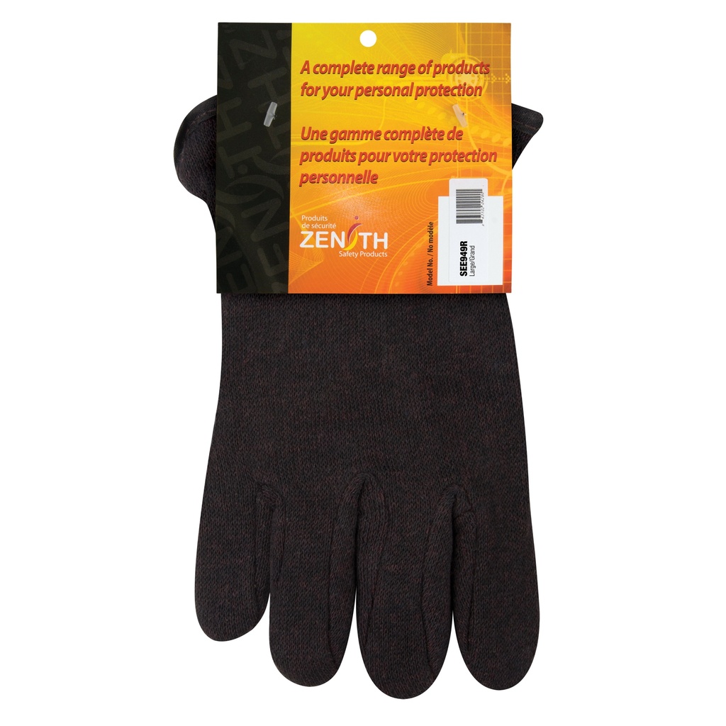 [ZEN-SEE949R] Gants de jersey taille Grand poignet À enfiler doublure Molleton rouge