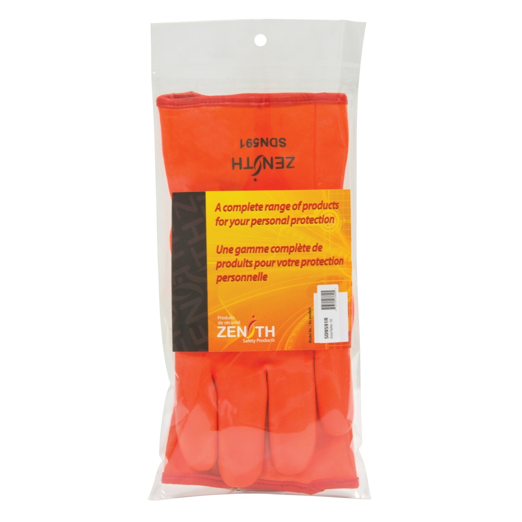 [ZEN-SDN591R] Gants doublés pour l'hiver résistants aux produits chimiques taille 9 PVC poignet Manchette doublure Molleton de mousse