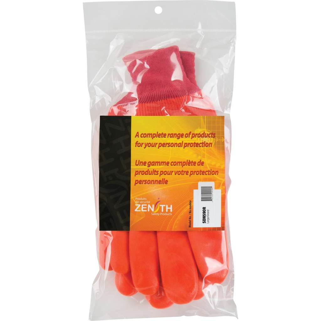 [ZEN-SDN590R] Gants doublés pour l'hiver taille 9 PVC poignet Poignet en tricot doublure Molleton de mousse