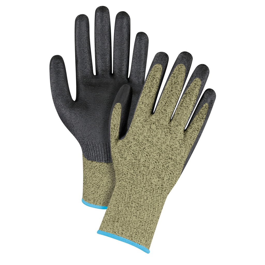 [ZEN-SGF148] Gants élastiques sans coutures résistants à la coupe noir & jaune taille T-Grand/10 Aramide paume enduite de Mousse de nitrile