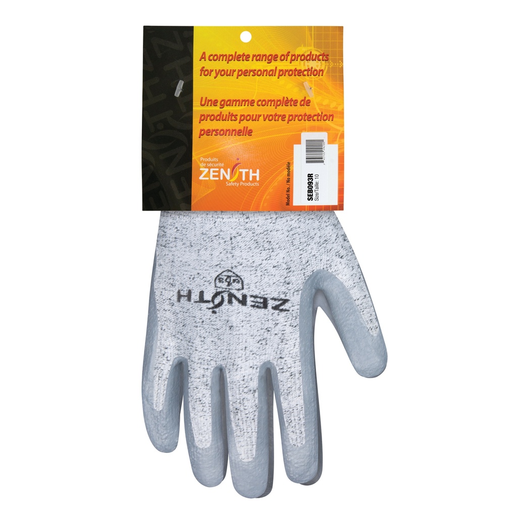 [ZEN-SEB093R] Gants élastiques sans coutures résistants à la coupe taille 10 PEHP paume enduite de Nitrile
