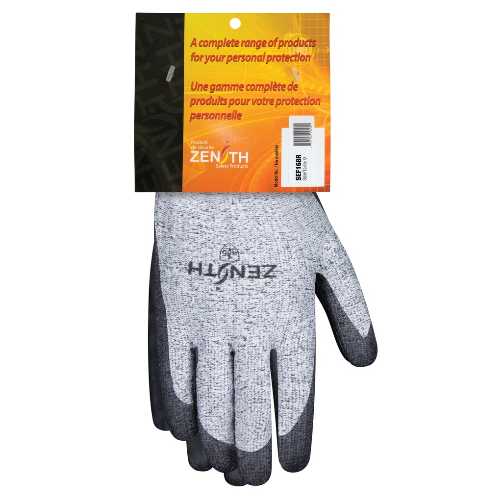 [ZEN-SEF168R] Gants élastiques sans coutures résistants à la coupe taille 9 PEHP paume enduite de Polyuréthane