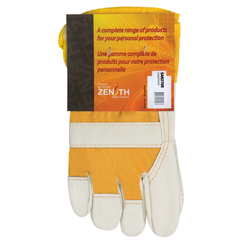 [ZEN-SAN270R] Gants en cuir de mobilier taille Grand poignet Sécurité doublure Coton