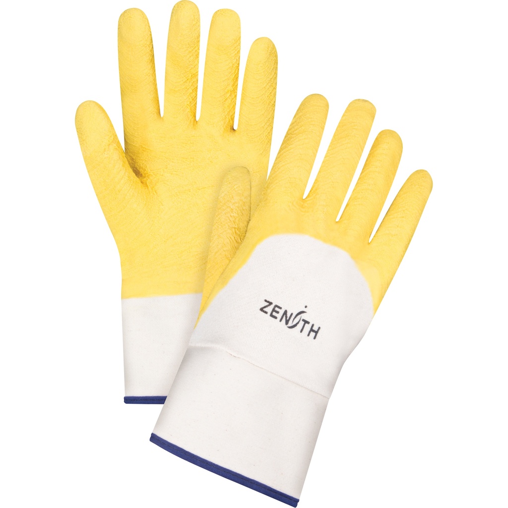 [ZEN-SAN435] Gants enduits au fini rugueux taille T-Grand/10 Coton paume enduite de Latex de caoutchouc doublure Jersey